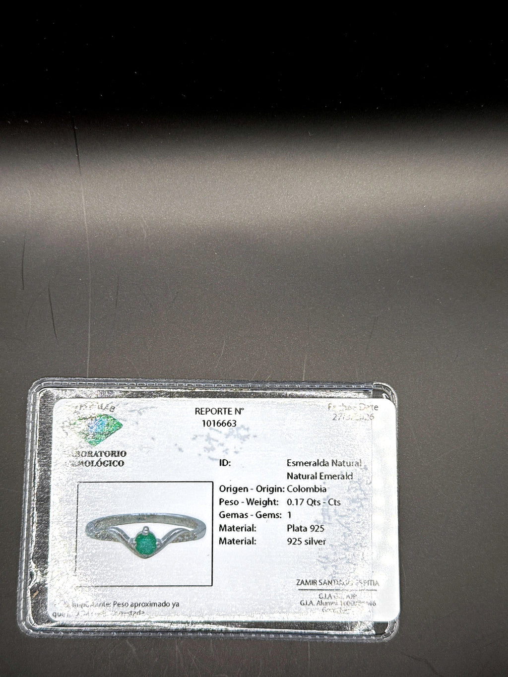 Colombian Emerald Solitaire Ring — 0.17ct, 925 Sterling Silver
