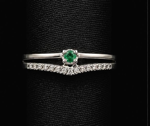 Colombian Emerald Solitaire Ring — 0.05ct, 925 Sterling Silver