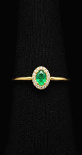 Pear-Shaped Colombian Emerald Halo Ring — 0.30ct Muzo Origin, 18K Yellow Gold