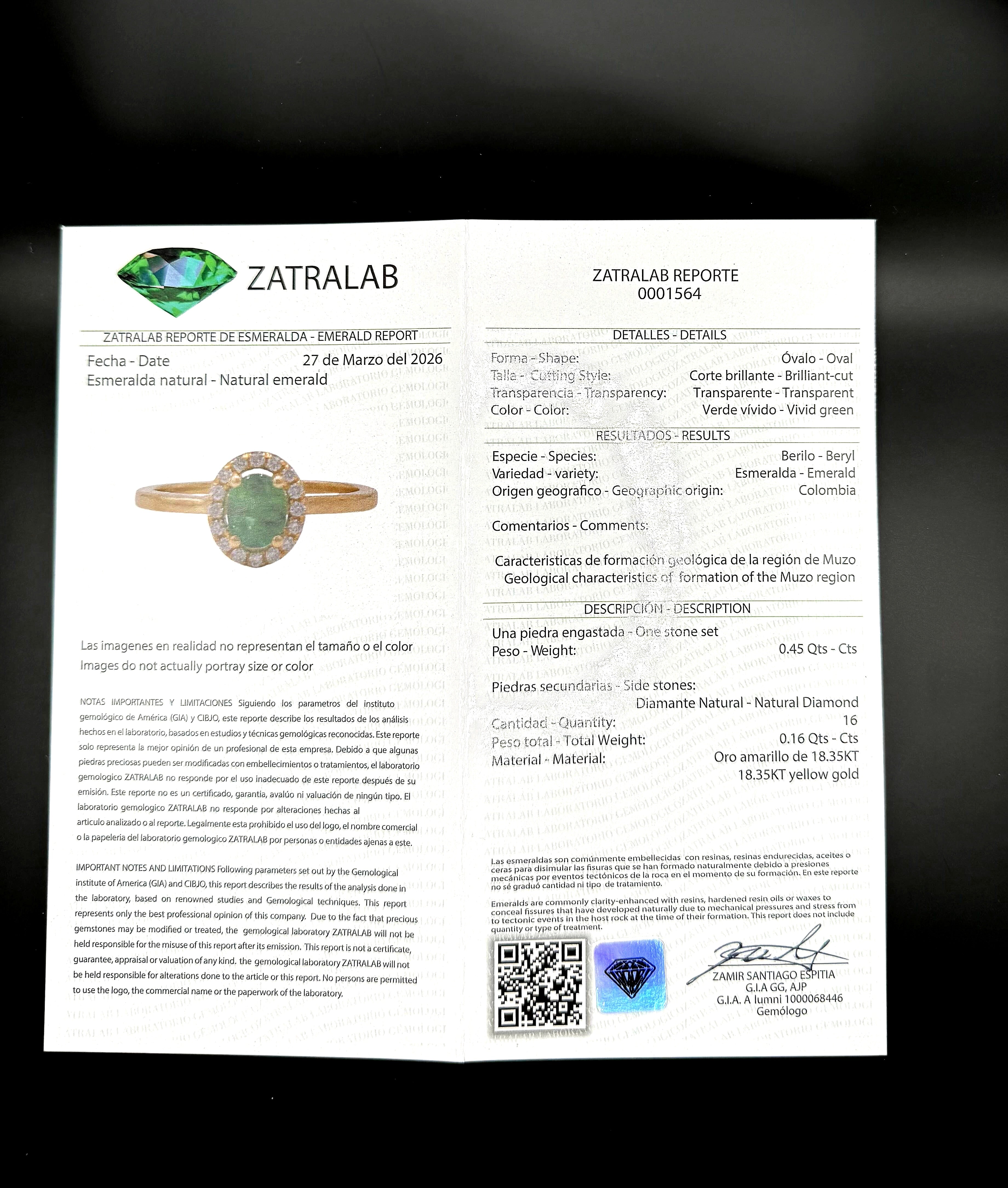 Oval Colombian Emerald Halo Ring — 0.45ct Muzo Origin, 18K Yellow Gold