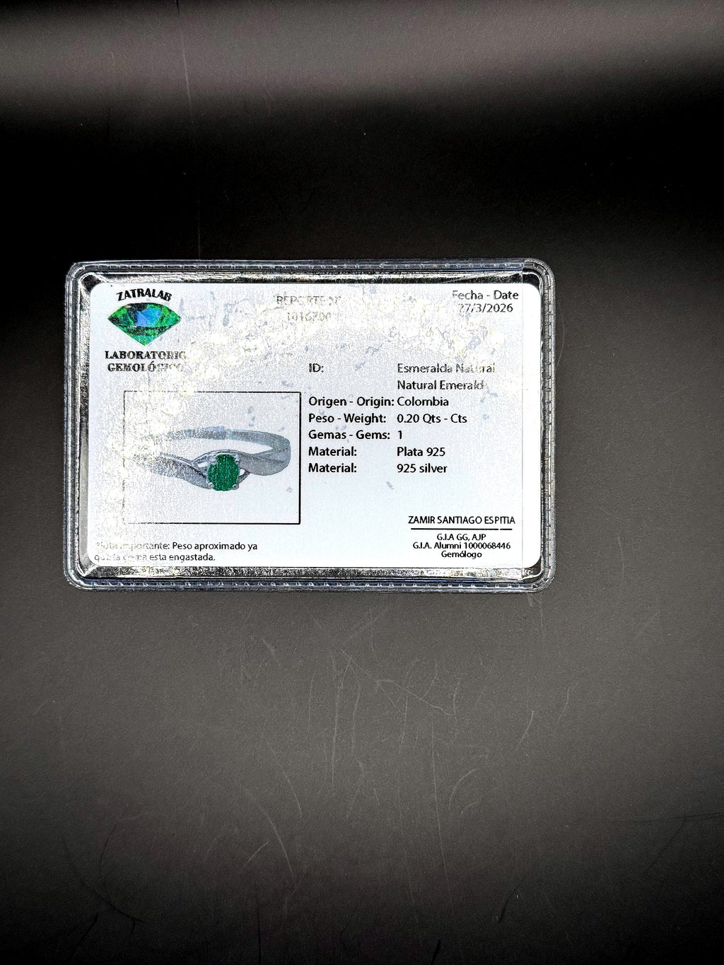 Colombian Emerald Twist Ring — 0.20ct, 925 Sterling Silver