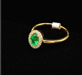 Oval Colombian Emerald Halo Ring — 0.45ct Muzo Origin, 18K Yellow Gold
