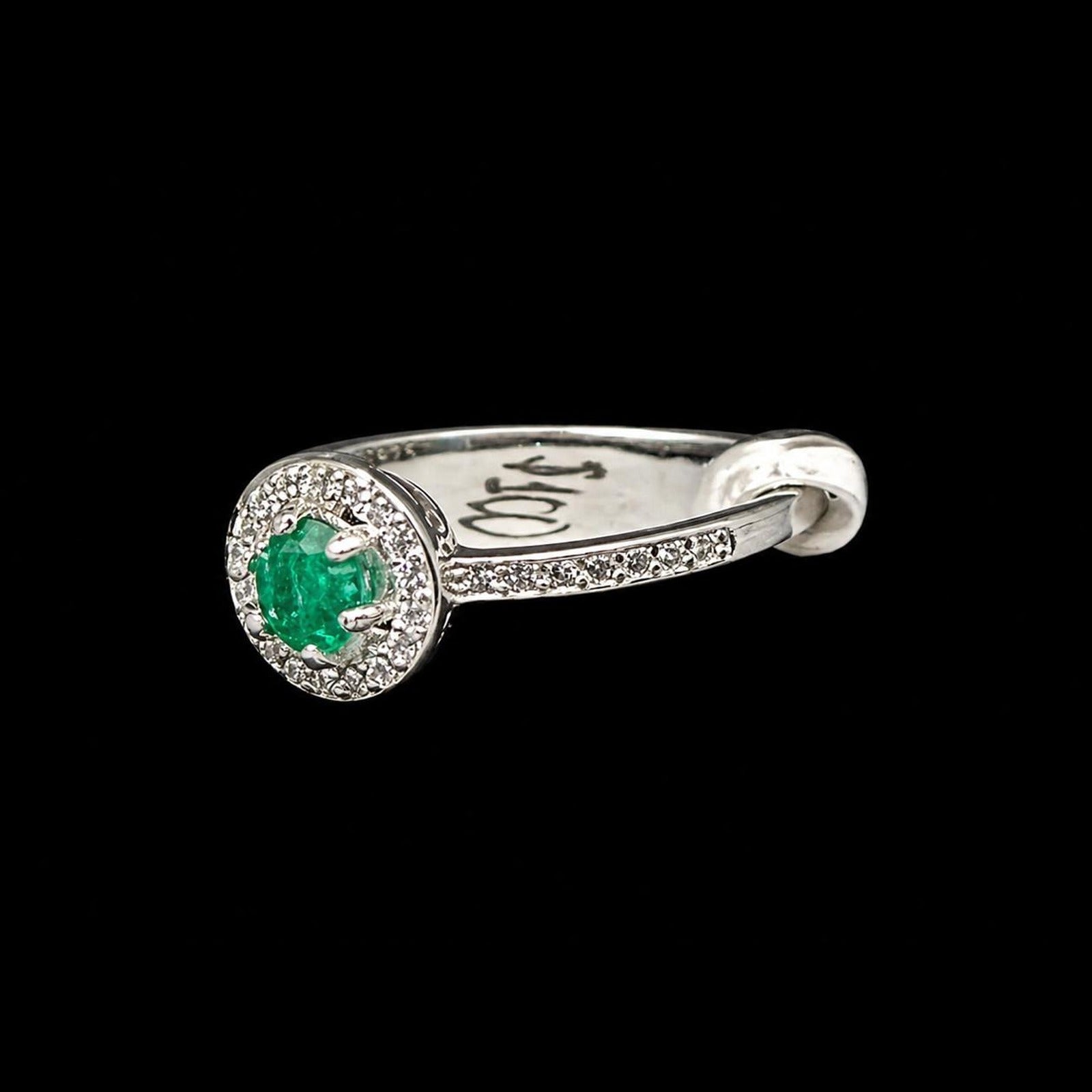 Colombian Emerald Halo Ring — 0.25ct Natural Emerald, 925 Sterling Silver