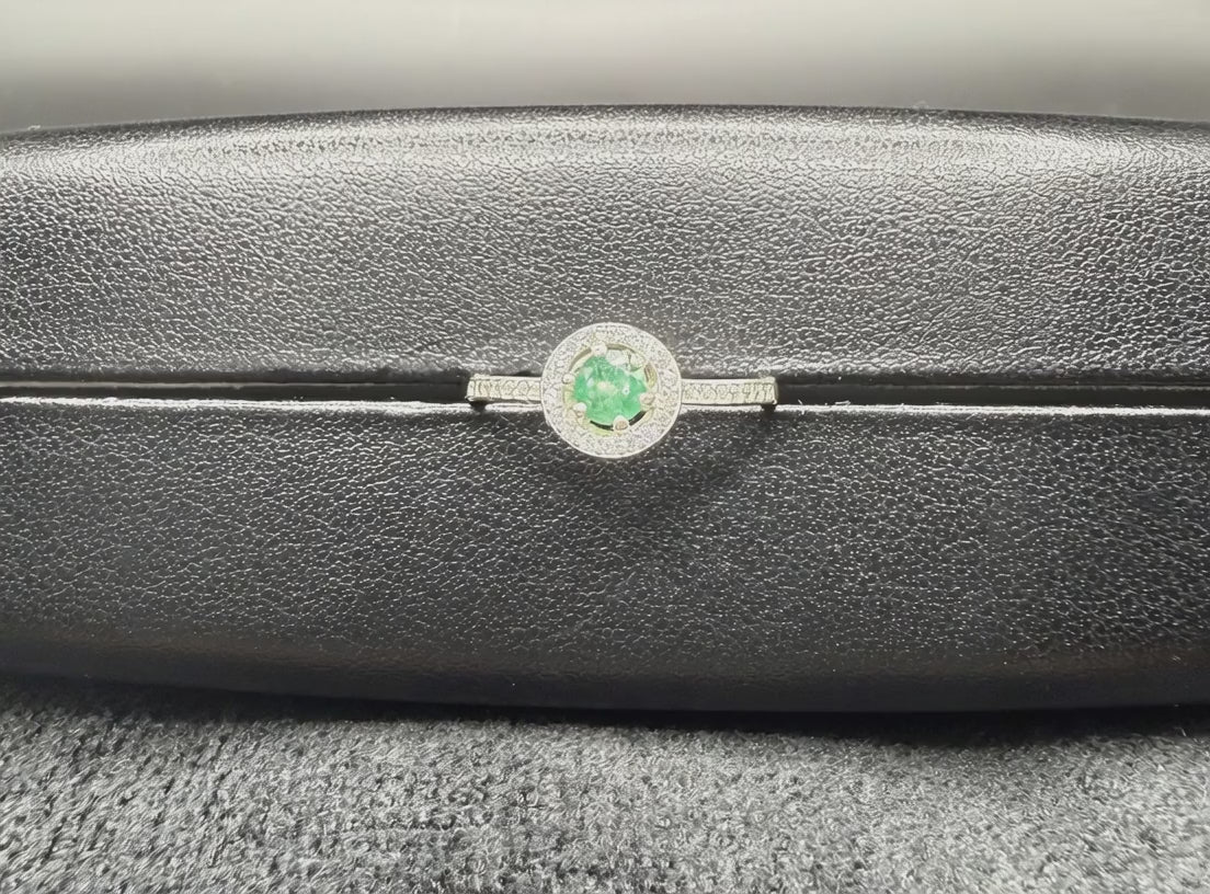 Colombian Emerald Halo Ring — 0.25ct Natural Emerald, 925 Sterling Silver