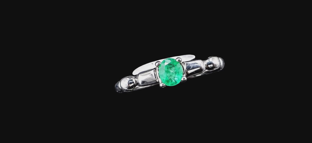 Colombian Emerald Solitaire Ring — 0.30ct Natural Emerald, 925 Sterling Silver